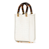 フェンディ サンシャイン ショッパー ハンドバッグ ショルダーバッグ 2WAY 8BS051 ホワイト ブラウン レザー レディース FENDI 【中古】